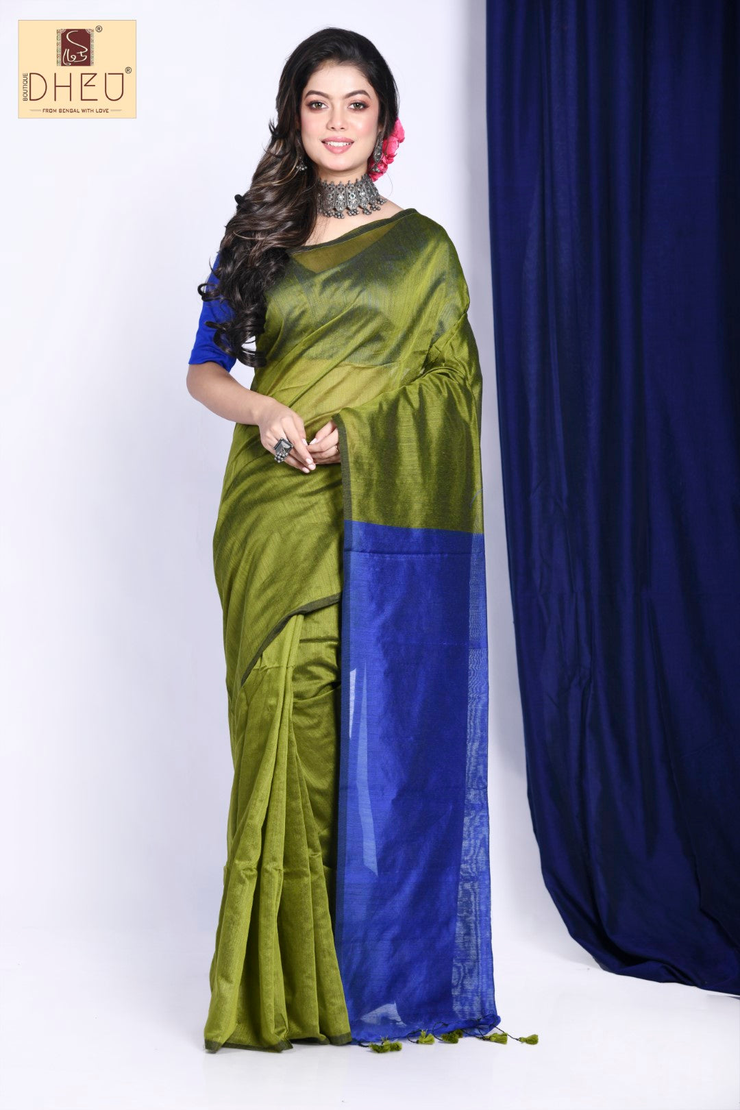 DESERT BLUEBELLS- Bengal Handloom Saree | Dheu