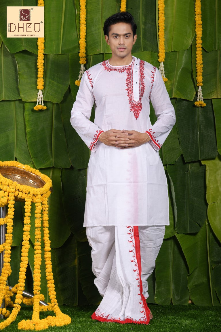 Designer dhoti kurta for mens white best sale