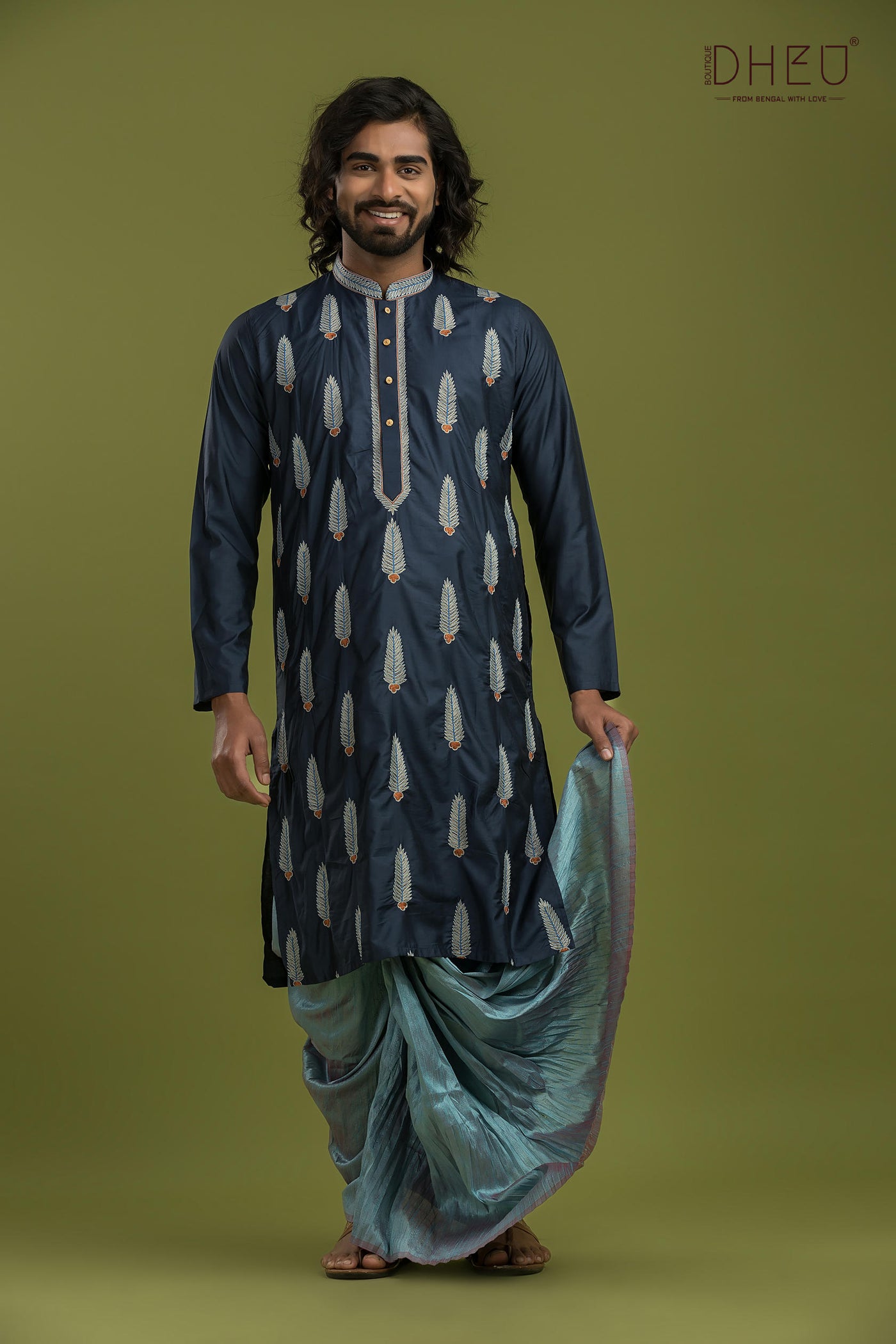 Designer Silk Kurta & Dhoti(Optional) Set