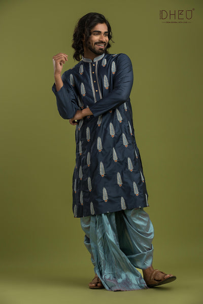 Designer Silk Kurta & Dhoti(Optional) Set