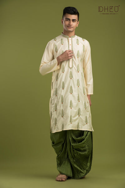 Designer Silk Kurta & Dhoti(Optional) Set