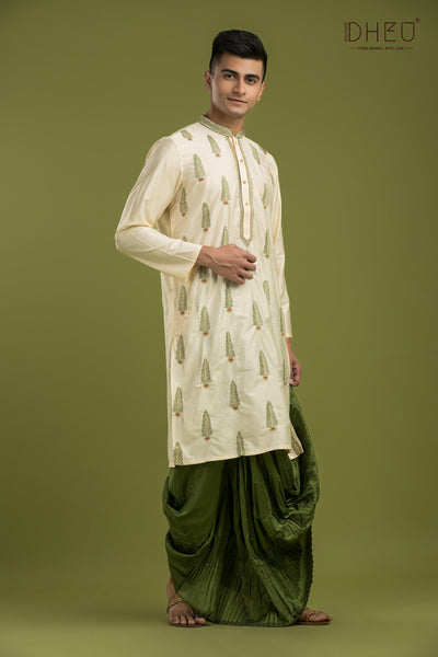 Designer Silk Kurta & Dhoti(Optional) Set