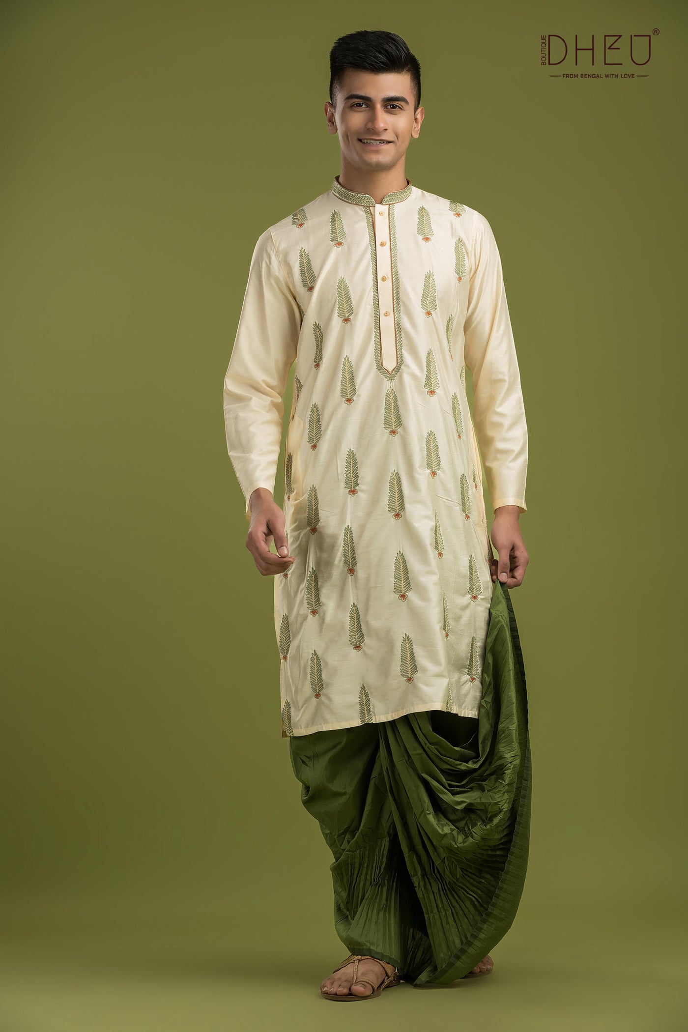 Designer Silk Kurta & Dhoti(Optional) Set