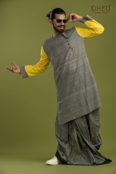 Casual Style Kurta-Dhoti Full Set