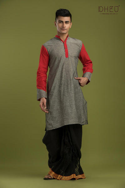 Casual Style Kurta-Dhoti Full Set