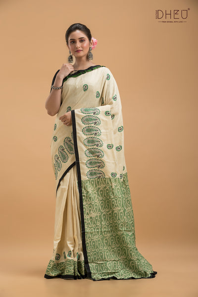 Sobuj Dip- Saree, Kurta & Dhoti(Optional) Couple Set