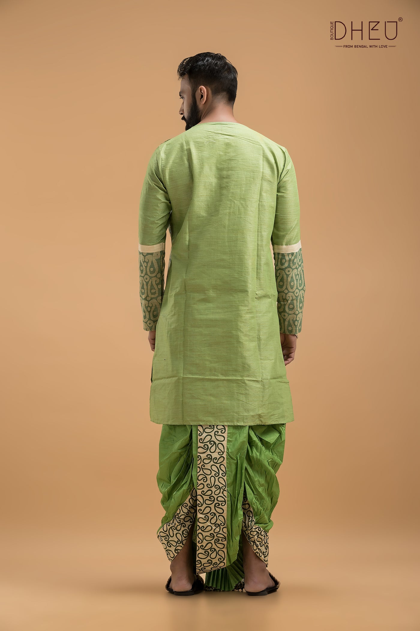 Sobuj Dip- Saree, Kurta & Dhoti(Optional) Couple Set