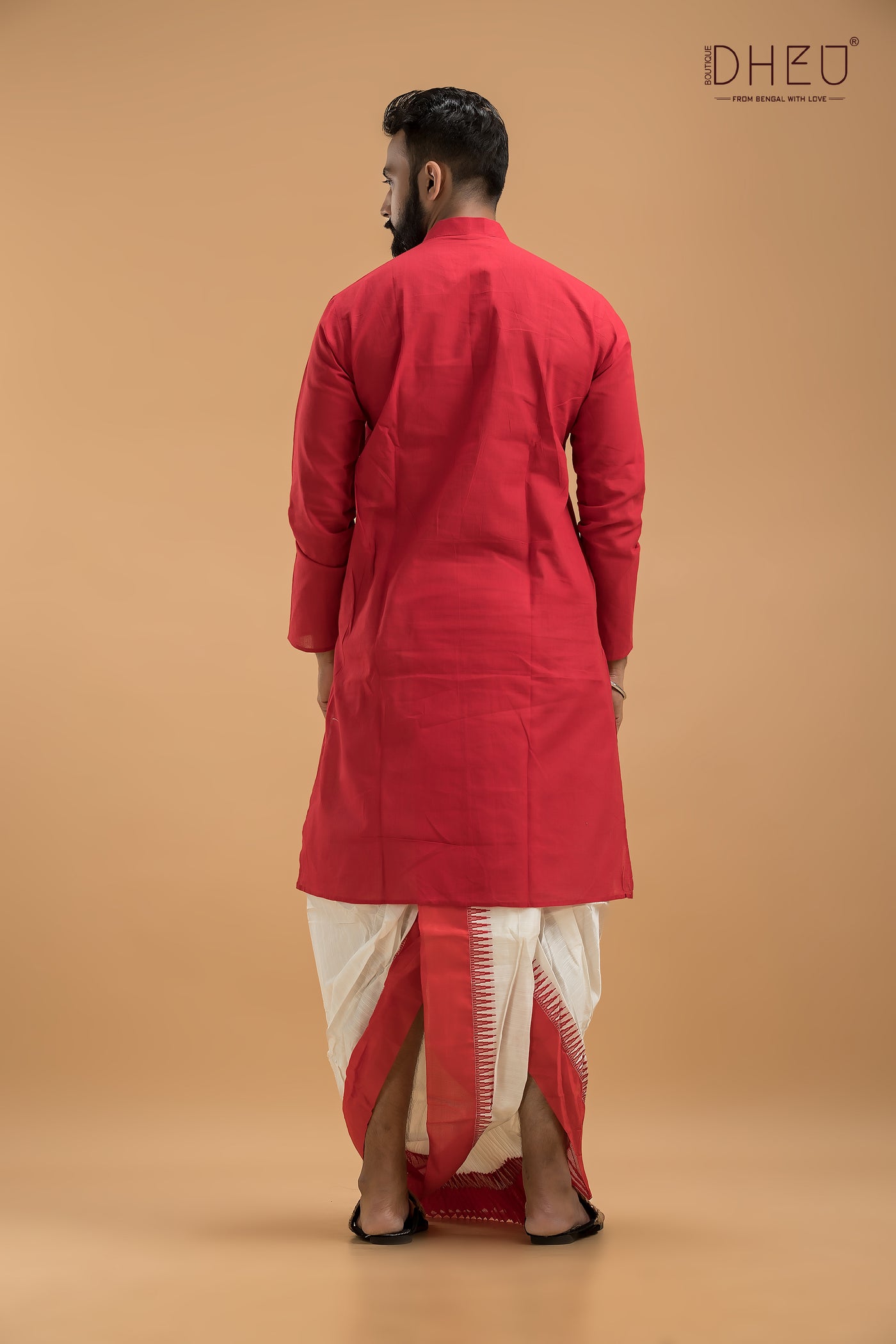 Red & White- Dhoti Kurta Full Set