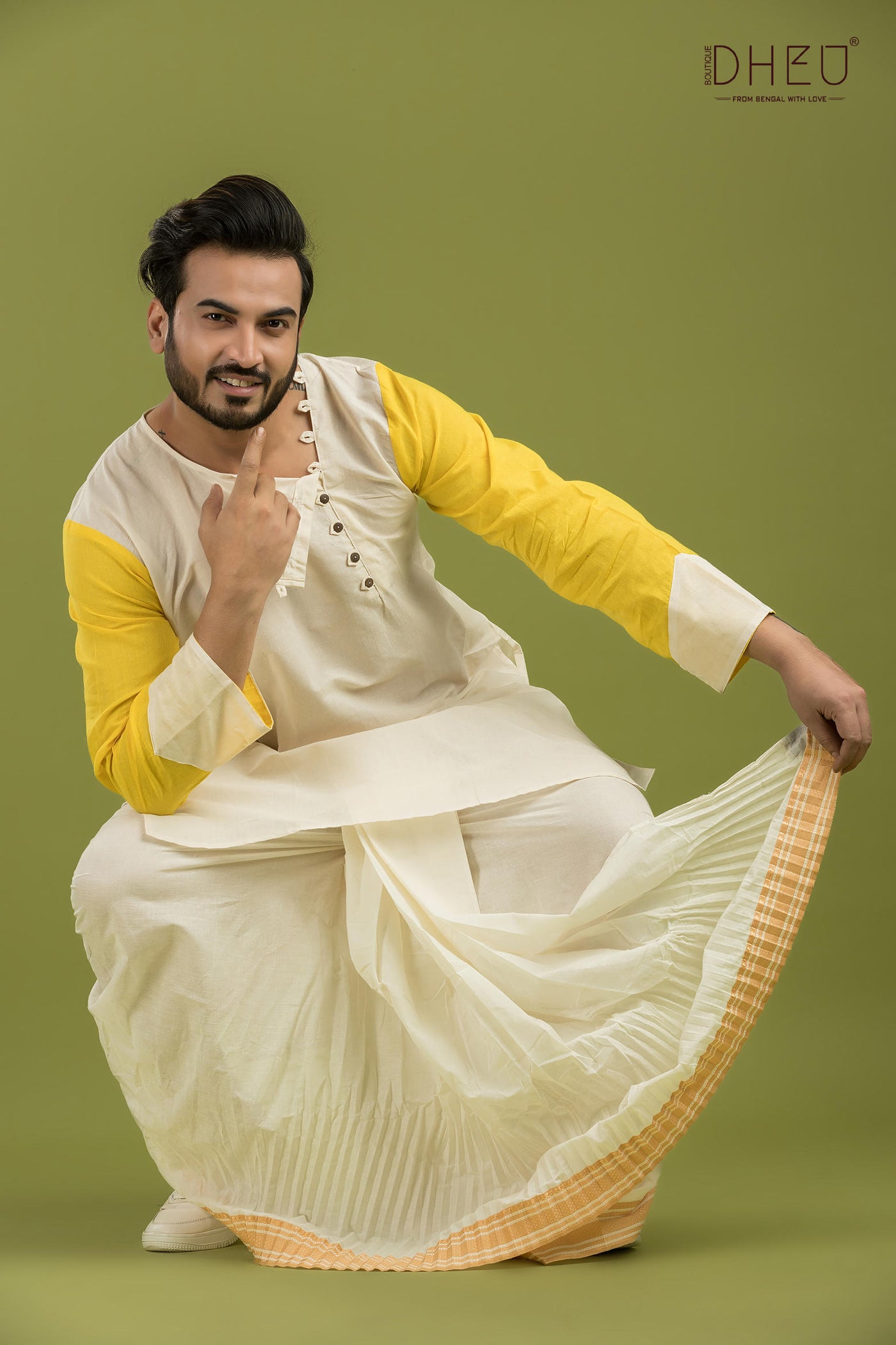 Indepedia-Casual Style Kurta-Dhoti Full Set