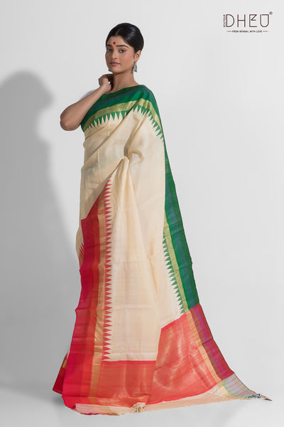 Ganga Jamuna- Pure Tussar Silk Saree (Silk Mark Certified)