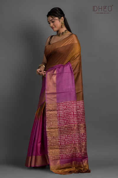 Matka Block Print Saree (Silk Mark Certified)