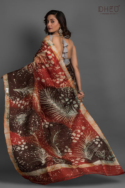 Bishnupuri Silk Batik Saree (Silk Mark Certified)