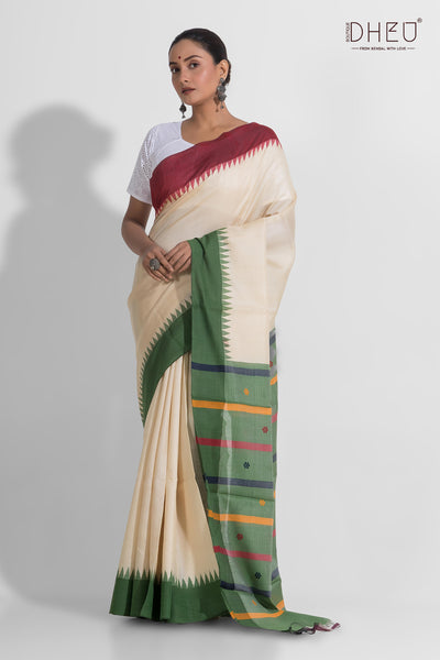 Pure Tussar Silk Dolabedi Saree (Silk Mark Certified)