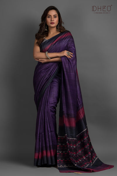 Pure Tussar Fab Printed Saree (Silk Mark Certified)