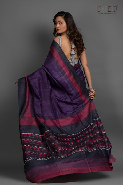 Pure Tussar Fab Printed Saree (Silk Mark Certified)