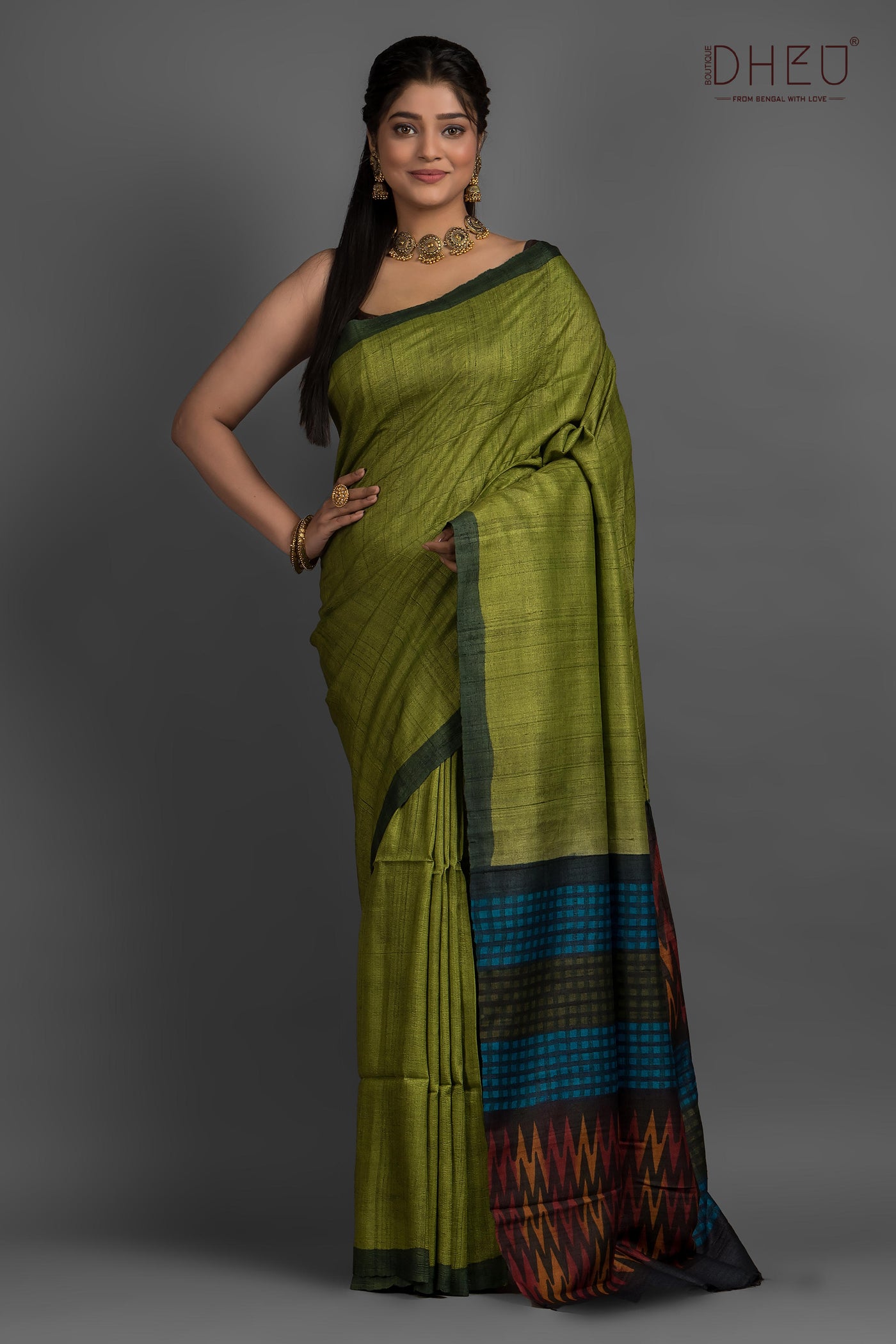 Pure Tussar Fab Printed Saree (Silk Mark Certified)