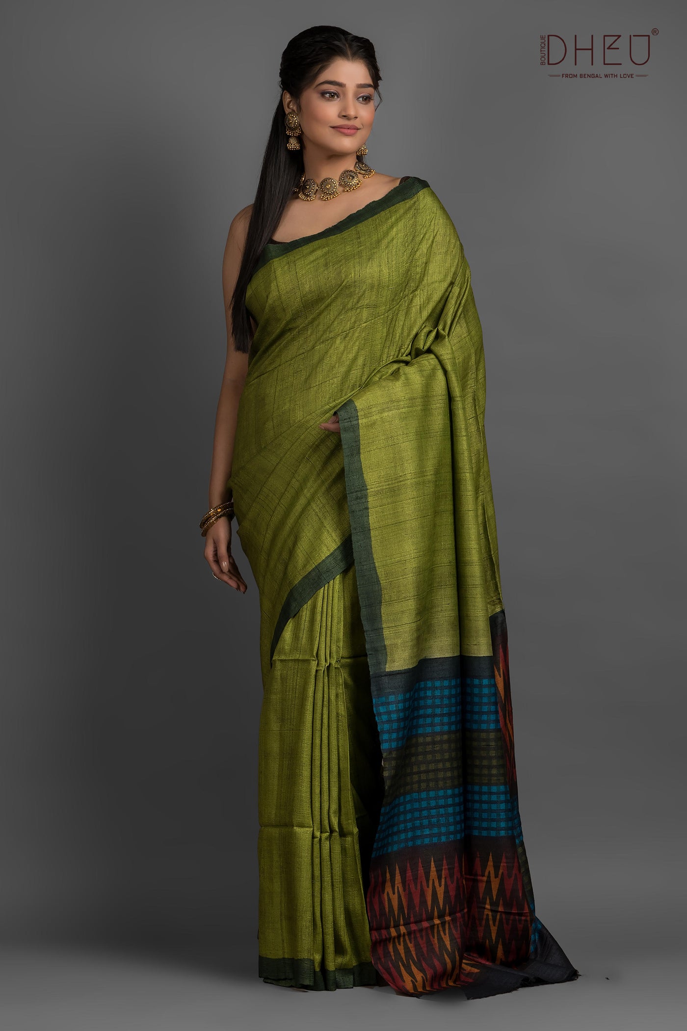 Pure Tussar Fab Printed Saree (Silk Mark Certified)