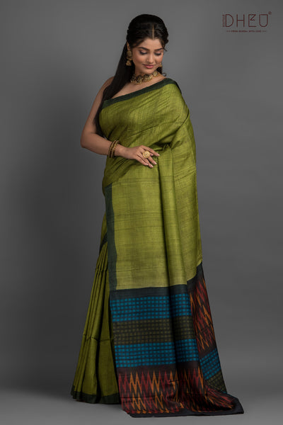 Pure Tussar Fab Printed Saree (Silk Mark Certified)