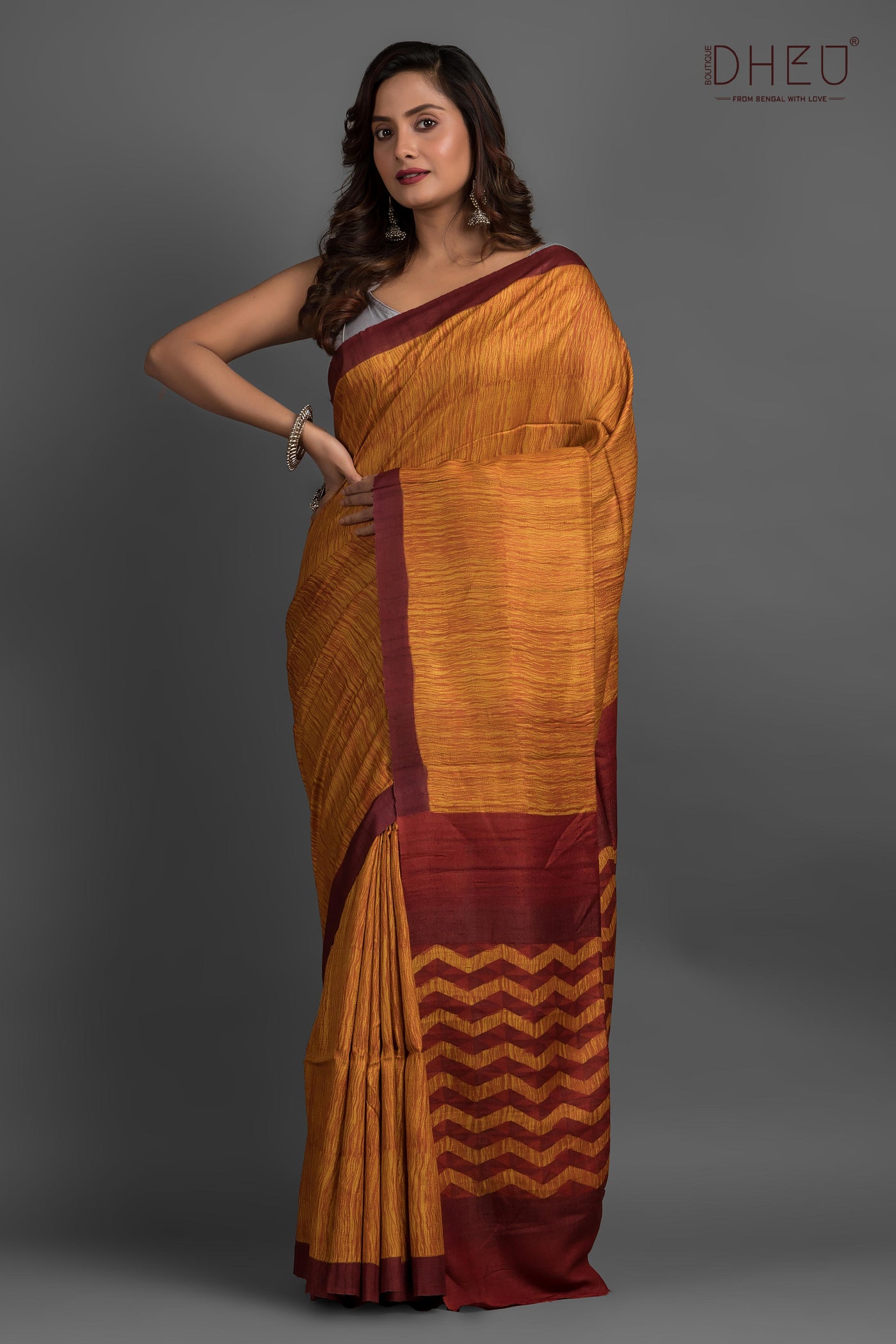 Pure Tussar Fab Printed Saree (Silk Mark Certified)