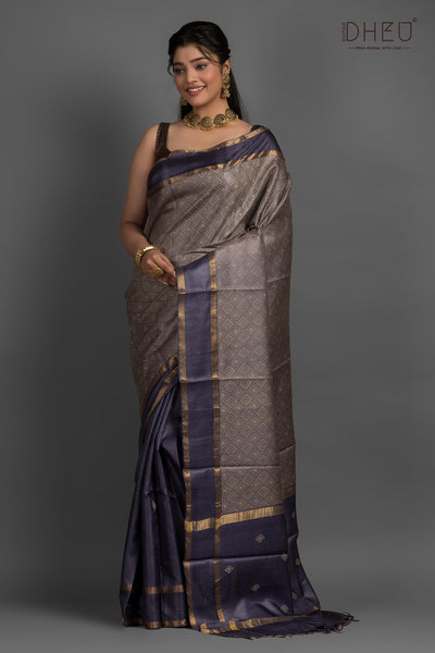 Pure Tussar Allover Weaving Saree (Silk Mark Certified)