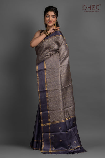 Pure Tussar Allover Weaving Saree (Silk Mark Certified)