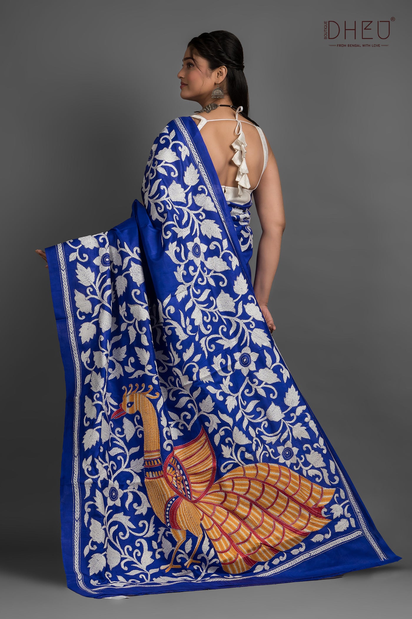 Pure Silk Kantha Stitch Saree (Silk Mark Certified)