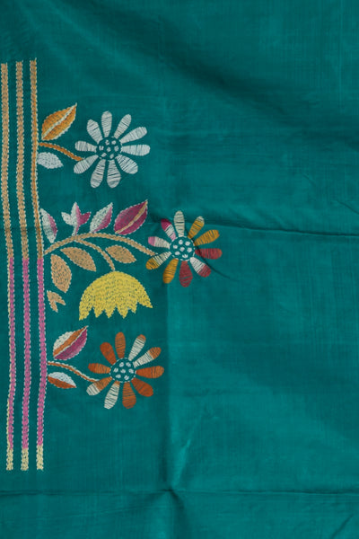 Pure Silk Kantha Stitch Saree (Silk Mark Certified)