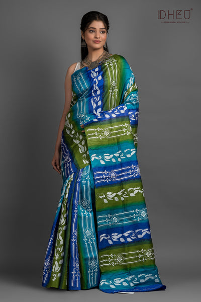 Pure Silk Kantha Stitch Saree (Silk Mark Certified)