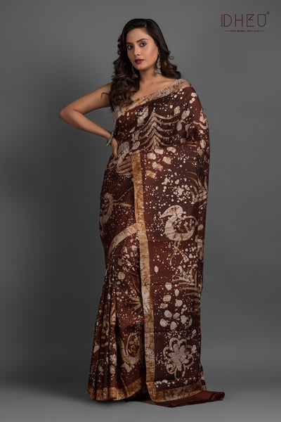 Bishnupuri Silk Batik Saree (Silk Mark Certified)