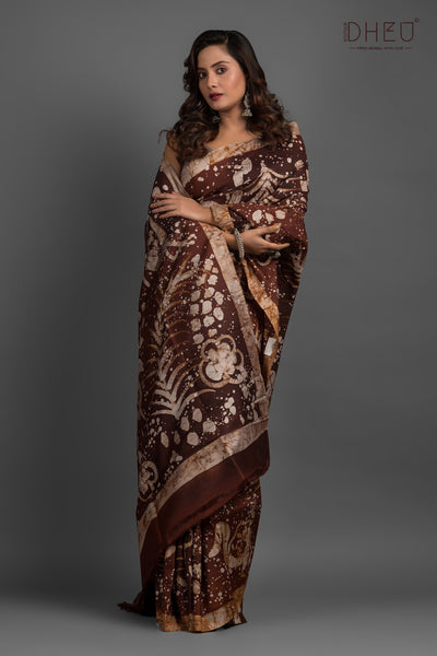 Bishnupuri Silk Batik Saree (Silk Mark Certified)