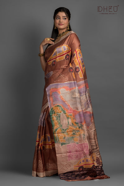 Taski- Bishnupuri Silk Batik Saree (Silk Mark Certified)