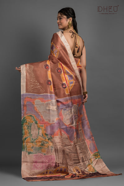 Taski- Bishnupuri Silk Batik Saree (Silk Mark Certified)