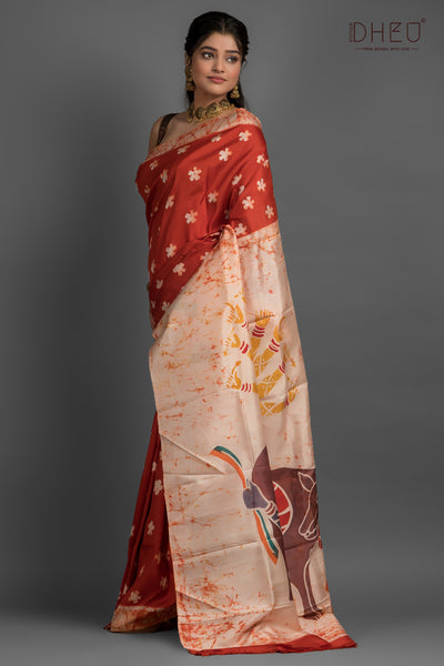 Durga-Bishnupuri Silk Batik Saree (Silk Mark Certified)