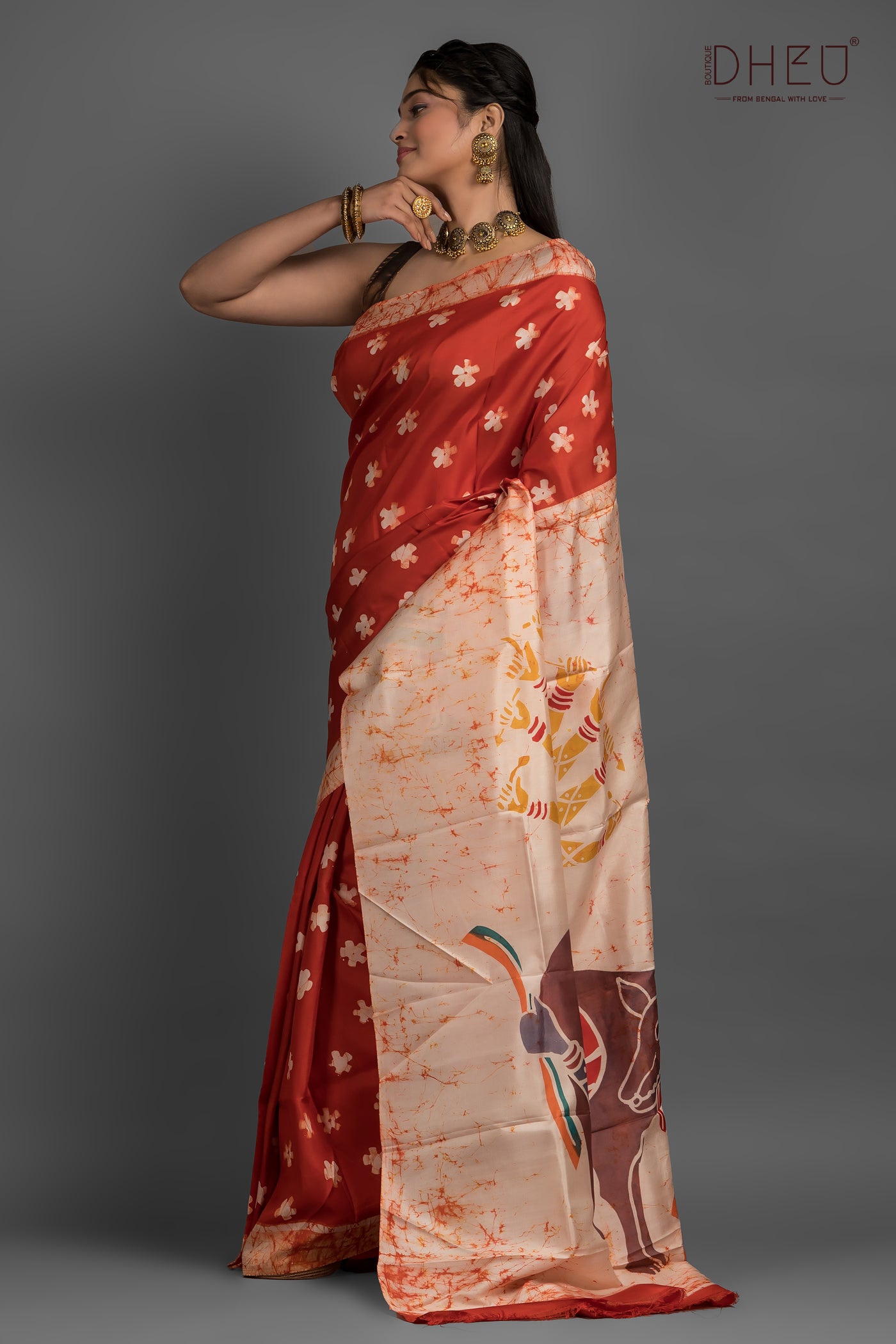 Durga-Bishnupuri Silk Batik Saree (Silk Mark Certified)