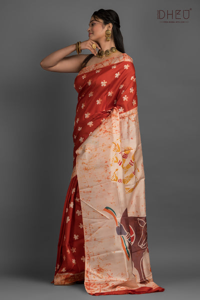 Durga-Bishnupuri Silk Batik Saree (Silk Mark Certified)