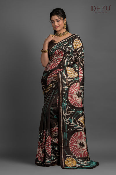 Bishnupuri Silk Batik Saree (Silk Mark Certified)