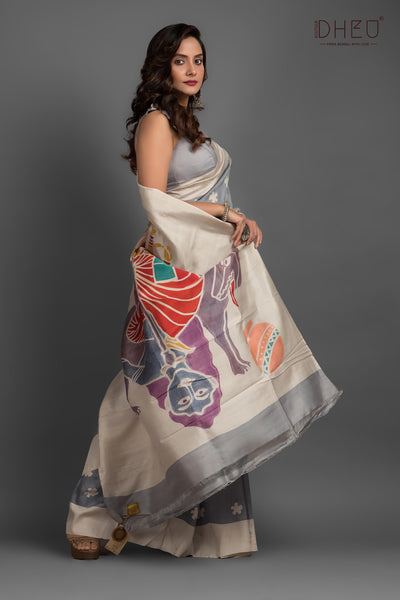 Bishnupuri Silk Batik Saree (Silk Mark Certified)