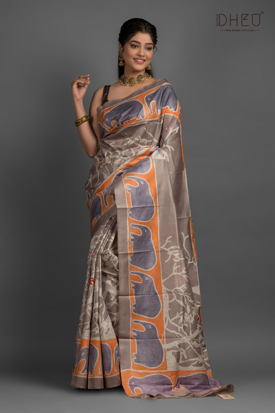 Bishnupuri Silk Batik Saree (Silk Mark Certified)