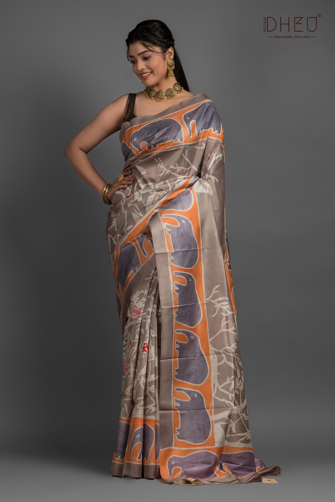 Bishnupuri Silk Batik Saree (Silk Mark Certified)