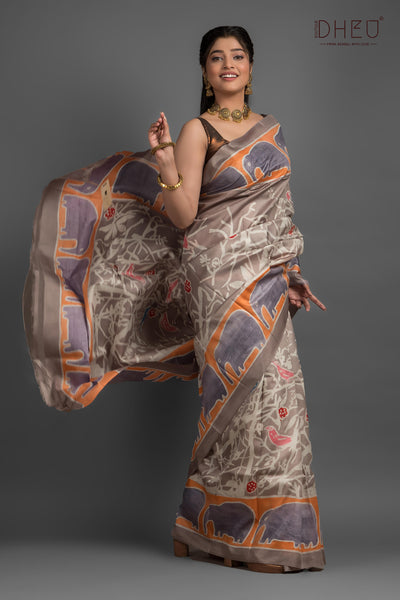 Bishnupuri Silk Batik Saree (Silk Mark Certified)