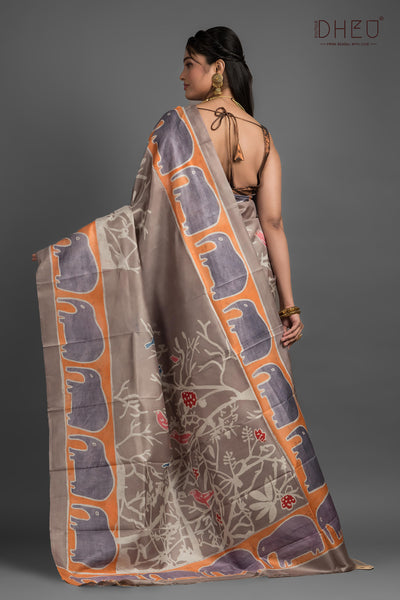 Bishnupuri Silk Batik Saree (Silk Mark Certified)