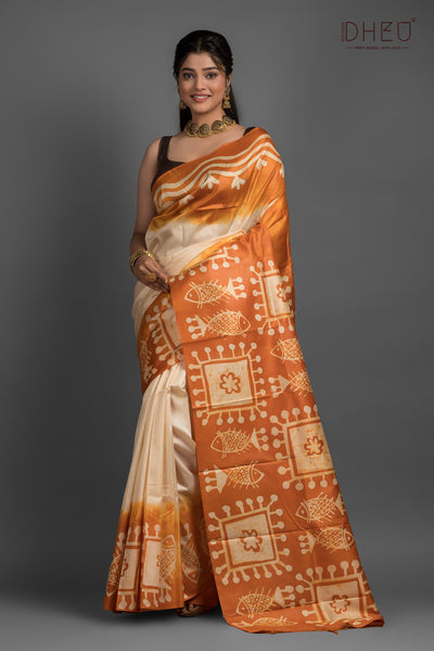 Bishnupuri Silk Batik Saree (Silk Mark Certified)