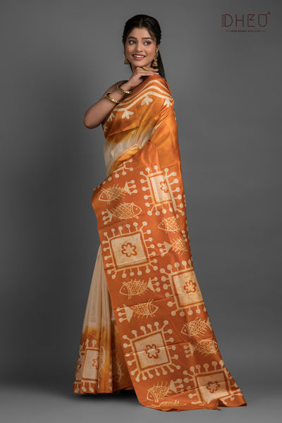 Bishnupuri Silk Batik Saree (Silk Mark Certified)