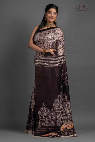 Bishnupuri Silk Batik Saree (Silk Mark Certified)