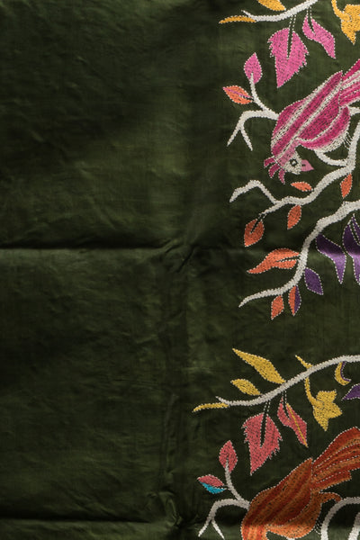 Pure Tussar Silk Kantha Stitch Saree (Silk Mark Certified)