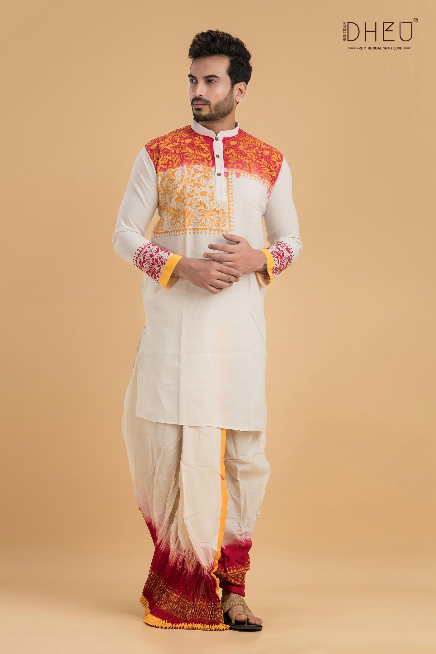 Designer Kantha Stitched Kurta & Dhoti(Optional)Set