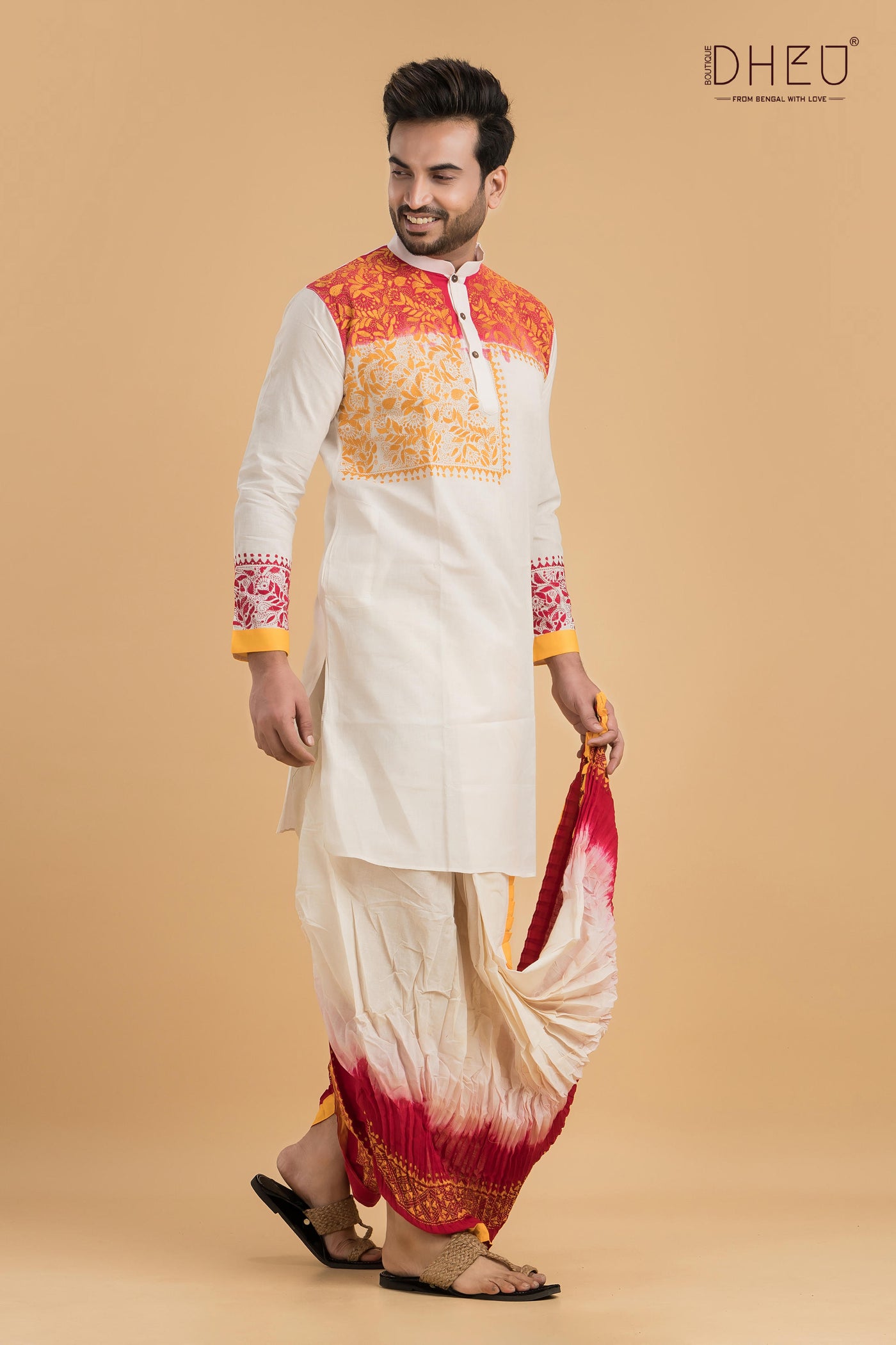 Designer Kantha Stitched Kurta & Dhoti(Optional)Set