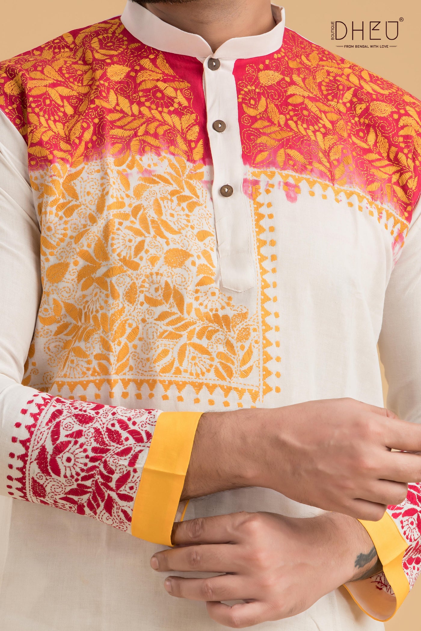 Designer Kantha Stitched Kurta & Dhoti(Optional)Set