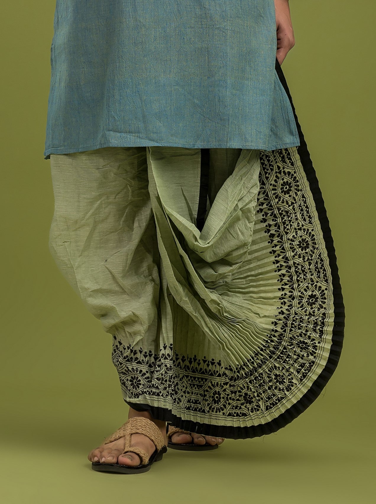 Designer Kantha Stitch Dhoti- Ready to wear