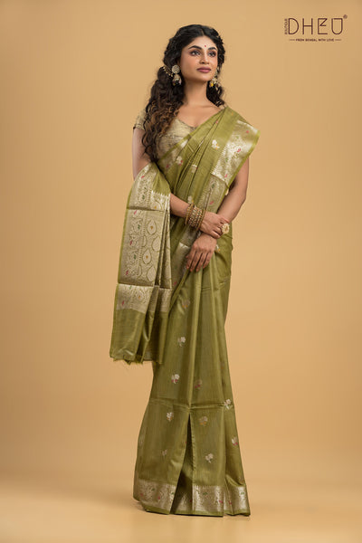 Minakari Muga Silk Saree